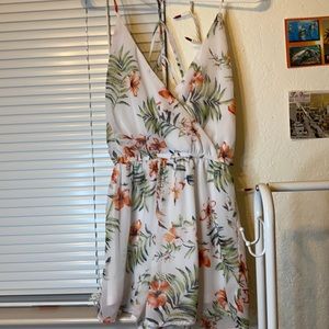 Papaya White Floral Romper